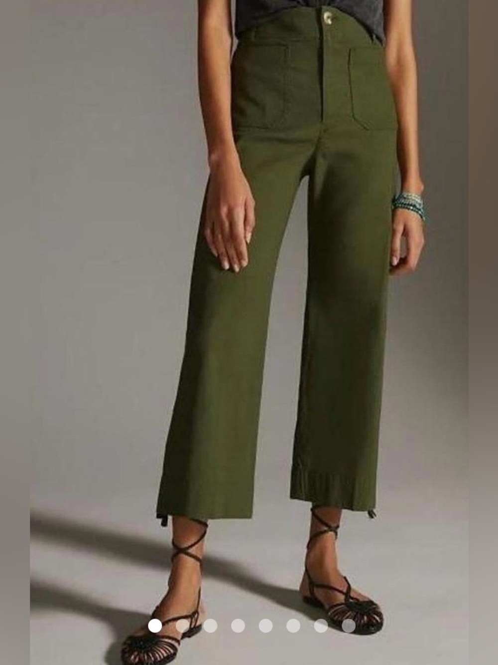 Anthropologie Maeve Colette High Rise Wide Leg Pants Green Size 30 Linen